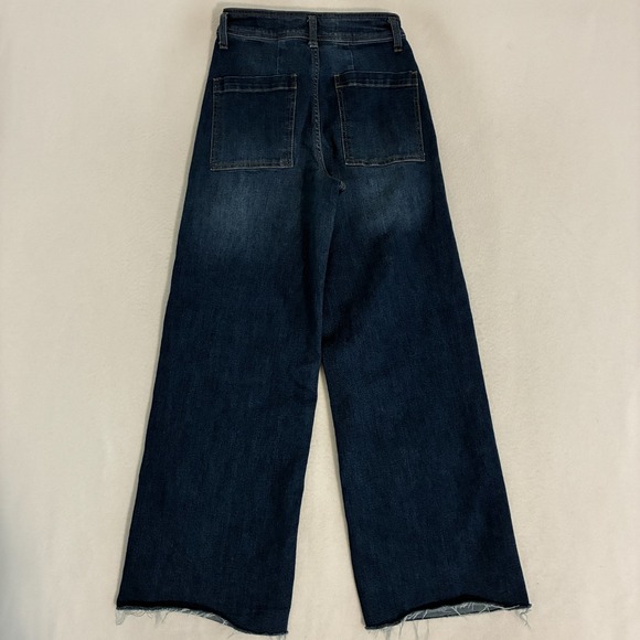 Oat New York Wide Leg High Rise Jeans Womens Size 4/27 Raw Hem Festival Boho - Picture 3 of 8